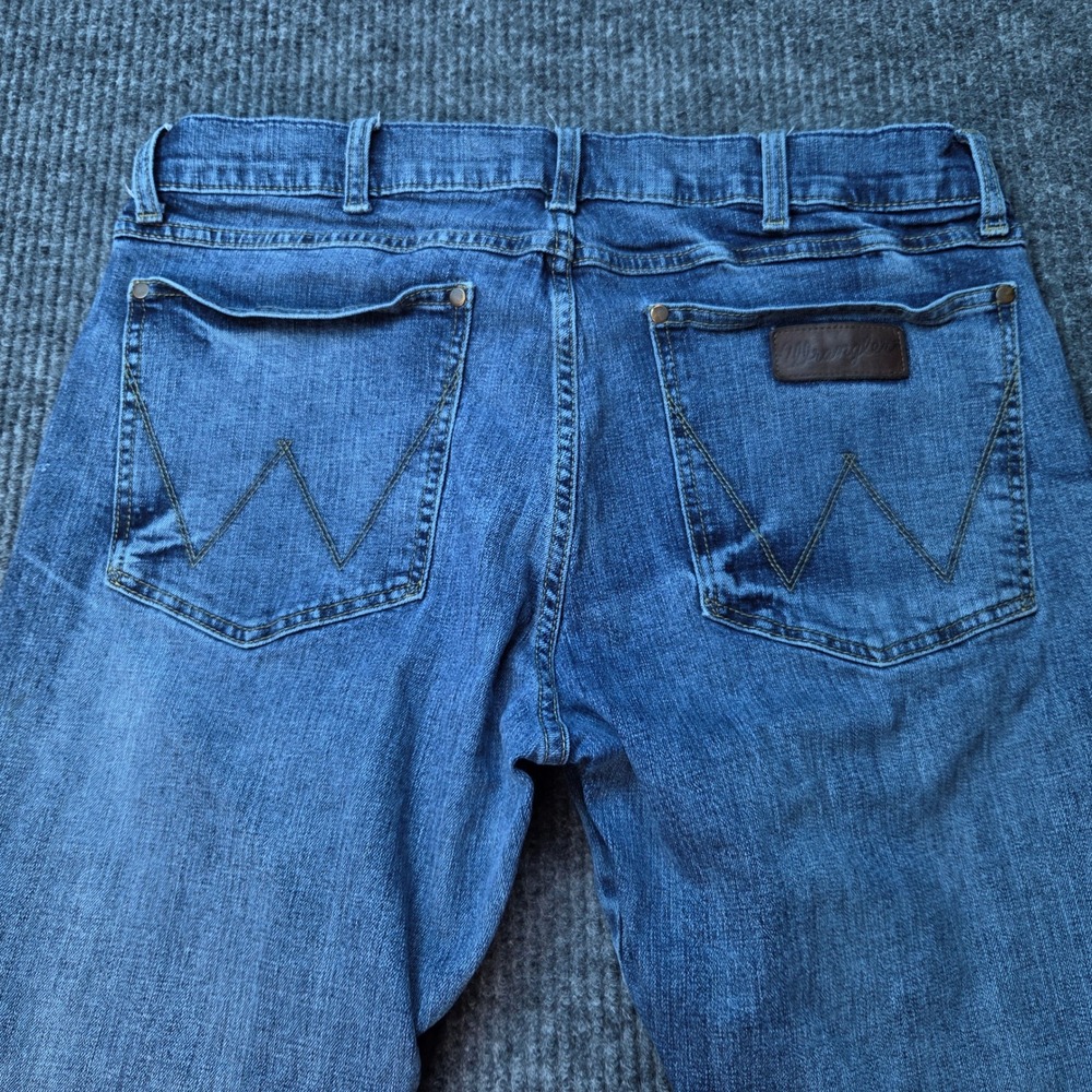 Wrangler Retro Slim Boot Jeans Mens 35x32 Blue Denim Western Cowboy Casual - Picture 5 of 10